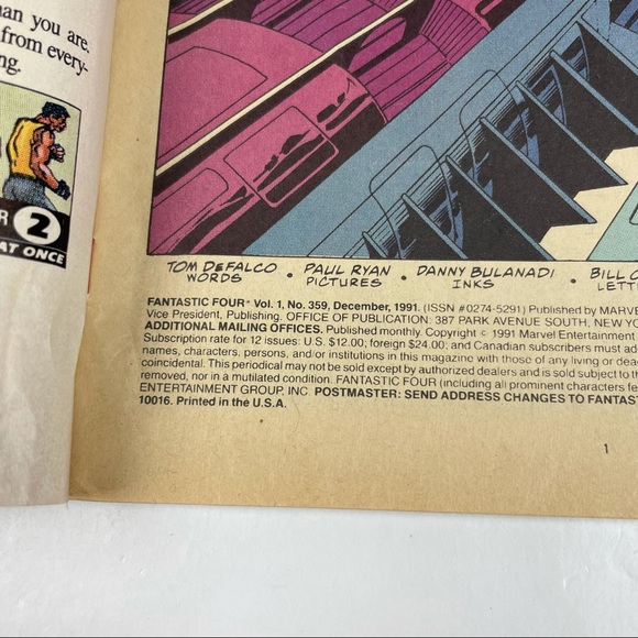 Marvel Comics Fantastic Four December 1991 - Picture 7 of 7